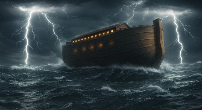 Noahs Ark Amidst Storm.