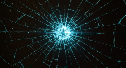 Shattered Light Electric Blue Fractures on Black Backdrop.