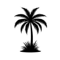 Palm Tree Silhouette: A striking silhouette of a palm tree, its fronds reaching skyward, stands tall against a simple background.  The image evokes a sense of tropical tranquility and escape.