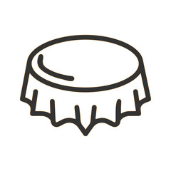 Simple outline drawing of a bottle cap with a crimped edge and a smooth top