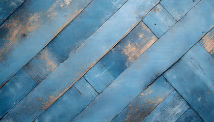 Vintage Blue Wooden Texture in Diagonal Perspective
