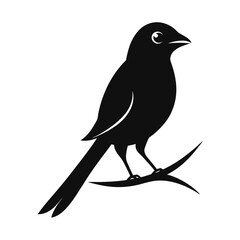 Obraz premium vector silhouette of a small bird perched on a branch