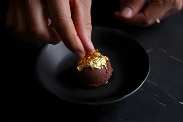 Luxurious Dark Chocolate Gelato with Edible Gold Leaf