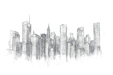 Naklejka premium sketch-style cityskyline with pencil and ink textures