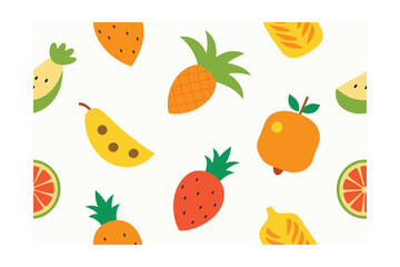 Tropical Seamless Fruit Design On White