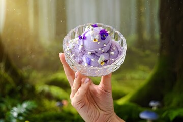 Magical Forest Gelato with Edible Flowers