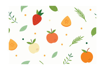 Soft Boho Textile Style With Fruit And Herbs On W