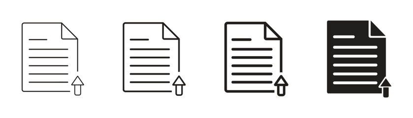 Document icon with upload arrow symbol on background simple graphic file paper