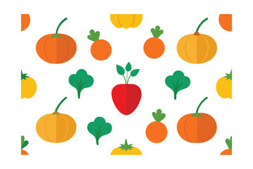 Seamless Pattern Of Organic Farming Produce Like Carrot Beetroot Radish