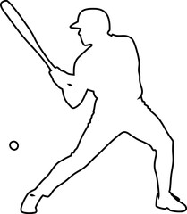 Naklejka premium Outline vector of baseball batter with bat ready to hit, ideal for athletic themes.