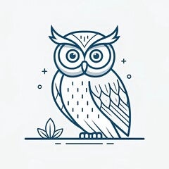 Fototapeta premium mono line owl icon vector with minimal detail