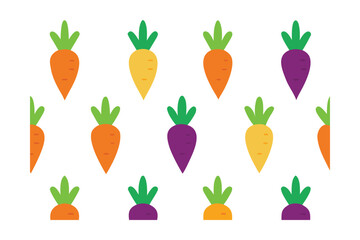 Seamless Icons Of Organic Root Vegetables In Hand Drawn Style