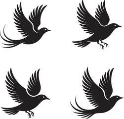 vector silhouettes of birds