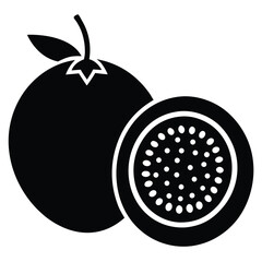 Passion Fruit Silhouettes Whole and Half Cut Simple Vector Design