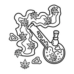 Stoner, Stoner Girl, Bold and Easy Stoner Coloring Book, Weed Designs, Trippy Psychedelic, Vector Illustration, hand drawn, Bold and Easy Coloring Page, Marijuana