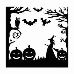 Fototapeta premium Halloween Black Silhouettes Vector Art Collection
