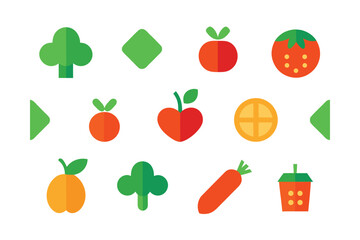 Seamless Food Icon Set For Organic Market On White