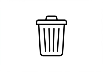 Simple black outline icon of a trash can with a lid on a white background