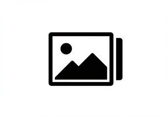 Simple black and white icon representing a landscape image or photo gallery