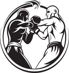 Dynamic circular boxing illustration showing a fast punch in action with energy lines for motion.