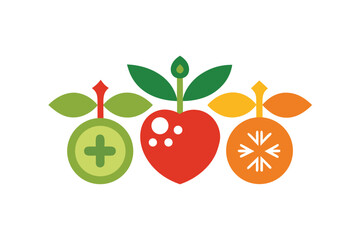 Scandinavian Organic Fruit Symbols On White