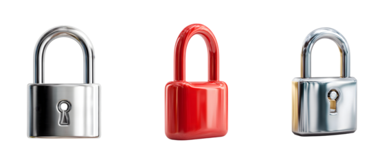 Set of lock icon isolated on transparent background, in PNG format, cut out