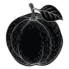 Flat Vector Quince Fruit Silhouette Square Rounded Design