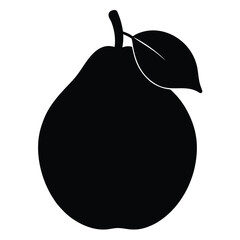 Flat Vector Quince Fruit Silhouette Square Rounded Design Element