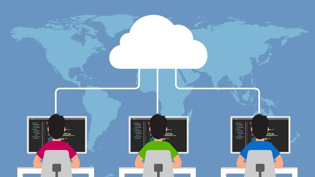 Software developers connected to cloud