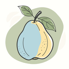Flat Quince Fruit Silhouette Square Rounded Design Element