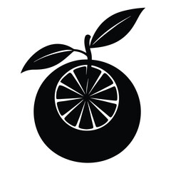Tangerine Silhouette with Segmented Shape and Single Leaf Design Element