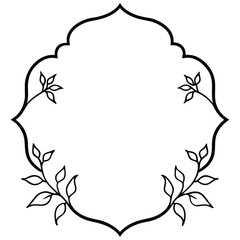 Obraz premium Elegant black ornate floral frame silhouette isolated on white background