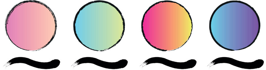 Artistic Round Circle Doodle Set: Hand-Drawn Gradiant Colour With Brush Graffiti-Inspired Scribbles for Notes, Marks, and Visual Emphasis in Vector Format 

