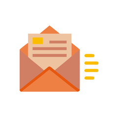Envelope with moving letter symbolizing communication concept  