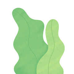Abstract Green Leaf Forms, Minimalist Botanical Illustration, Watercolor Texture.