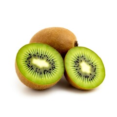 Fresh Kiwi Fruits with Sliced Sections Isolated on White or Transparent Background