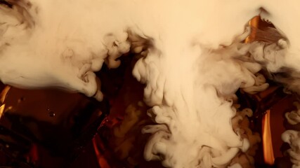 Super Slow Motion Shot of Pouring Cream into Ice Coffee at 1000fps. - Powered by Adobe