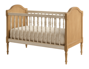 A crib with a vintage-inspired design, bringing a nostalgic charm to a newborn's room in a heritage home.