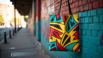 Vibrant Tote Bag Bold Abstract Graffiti Art Design