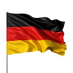 German Flag Waving in Wind Isolated on White or Transparent Background