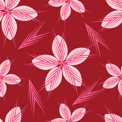 Fototapeta premium Hand drawn flowers. Seamless background with abstract cute flowers. Vector design ornament for paper; cover; fabric; interior decor; textile; fabric; wallpaper; surface design; label; packaging