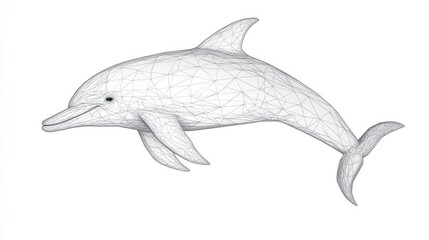 Wireframe model of a dolphin leaping.