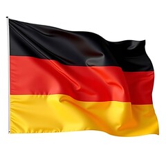 Vibrant German Flag Waving in Wind Isolated on White or Transparent Background