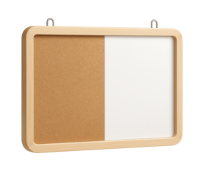 Cork and dry-erase combo board for a child's bedroom, featuring a pin-up section for art and a writable area for creativity.