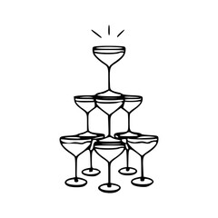 champagne glass pyramid celebration