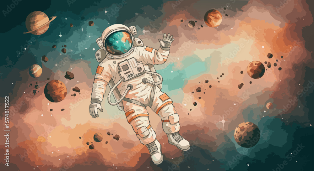Wall mural an astronaut in outer space vector template design. eps 10 version.