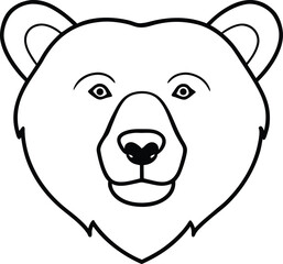 bear head icon line art vector illustration on transparent background