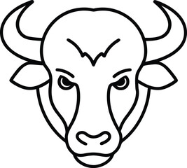 bison head icon line art vector illustration on transparent background