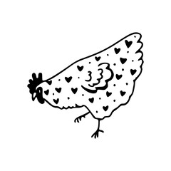 cute hen with heart pattern vector