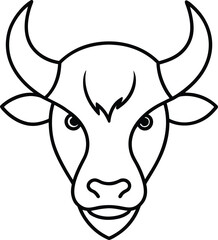 bison head icon line art vector illustration on transparent background